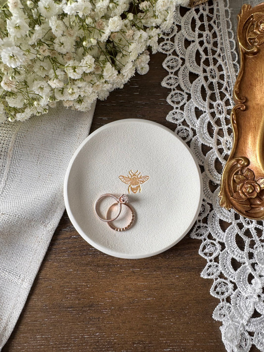 golden bee ring dish gift for bride